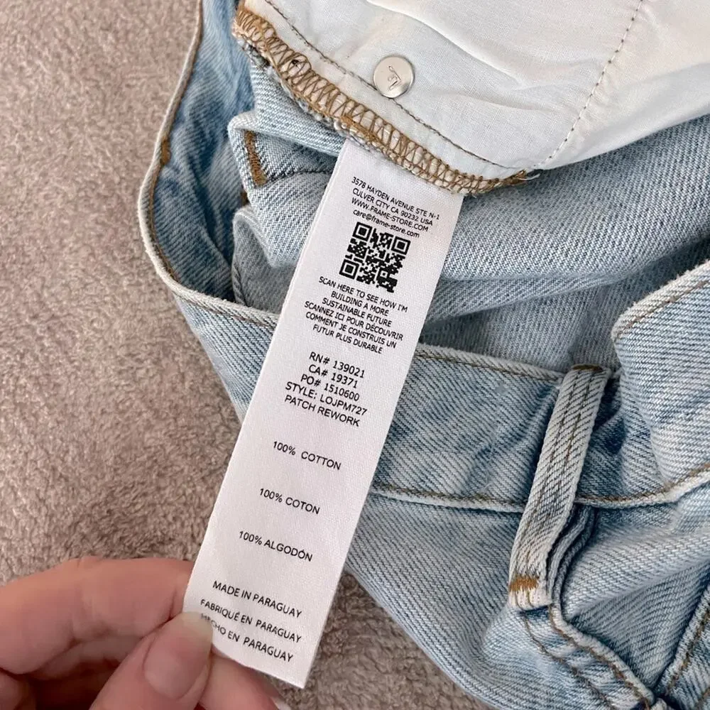 Frame Denim Le Original Mending Patch Rework Jeans Straight Relaxed Fit Size 30 - Picture 4 of 5